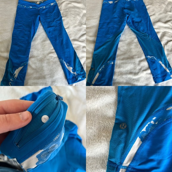 Lululemon capri pants in bright blue/hawaiin pattern - Picture 5 of 5